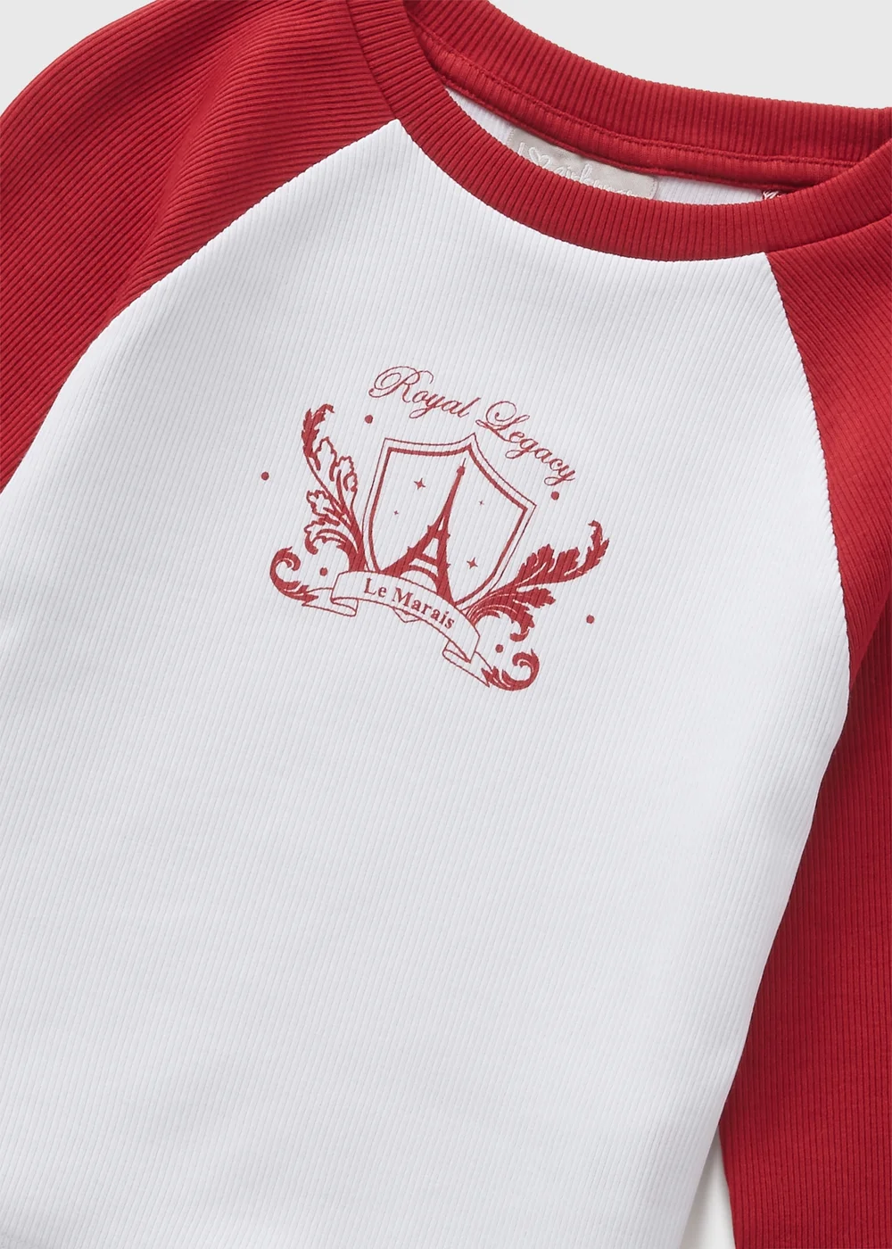 Girls White Paris Ringer Long Sleeve Top (7-15yrs) - Age 7 Years Image 2