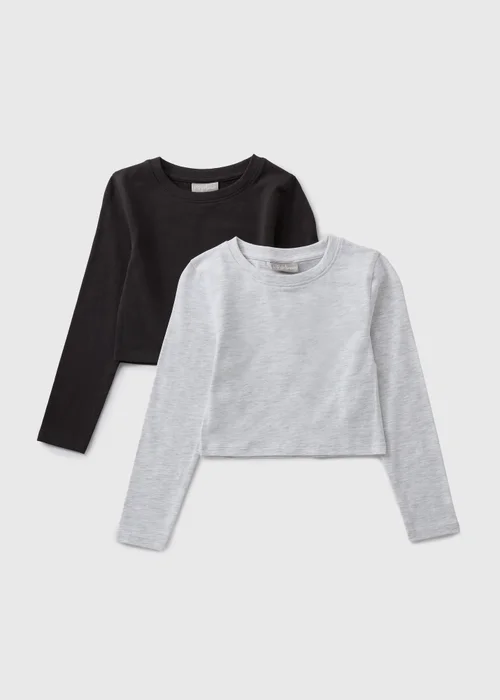Girls Black & Grey Long Sleeve Top (7-15yrs) - 7 Yrs Image 1
