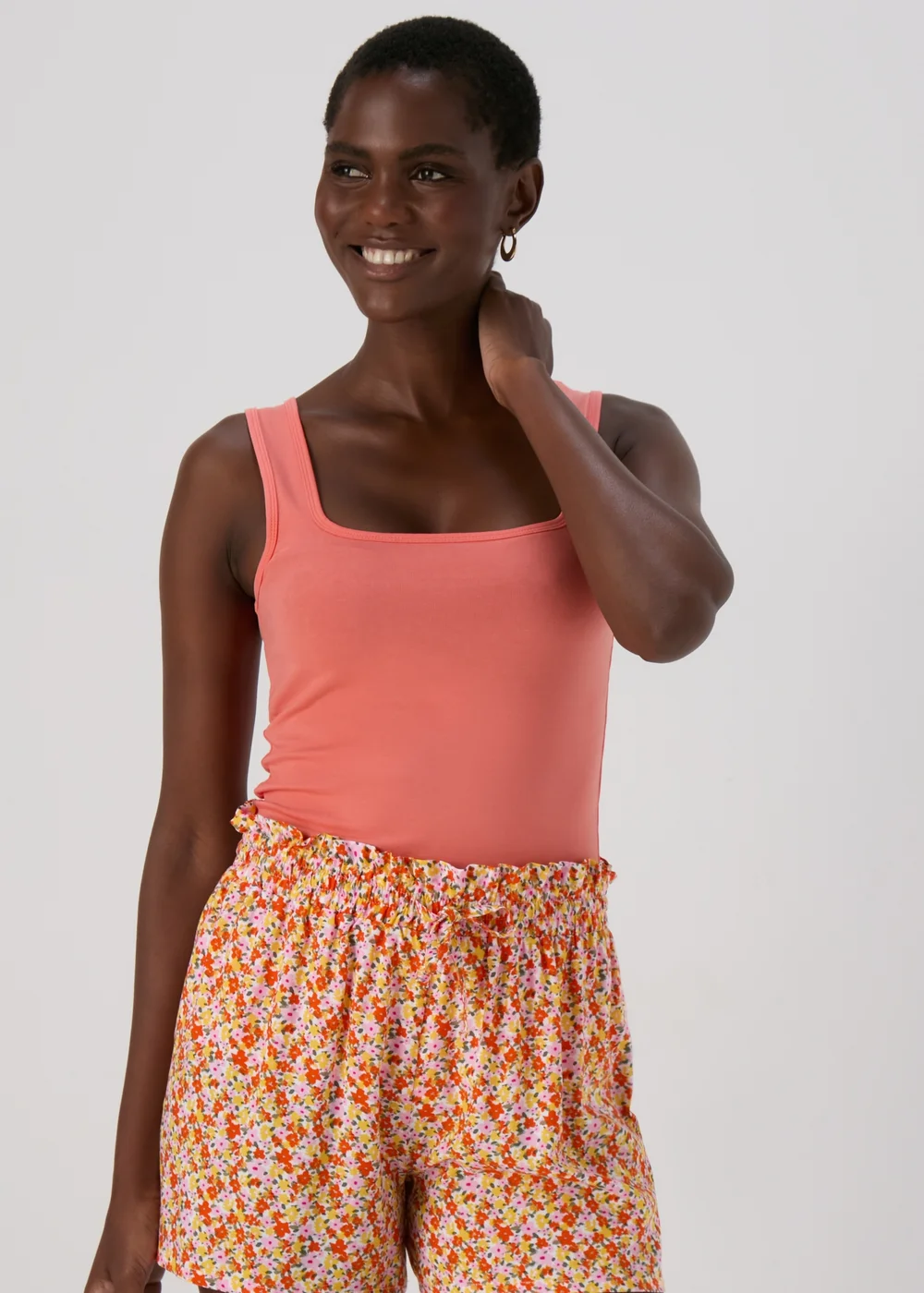 Pink Ditsy Floral Viscose Shorts - 8 Image 1