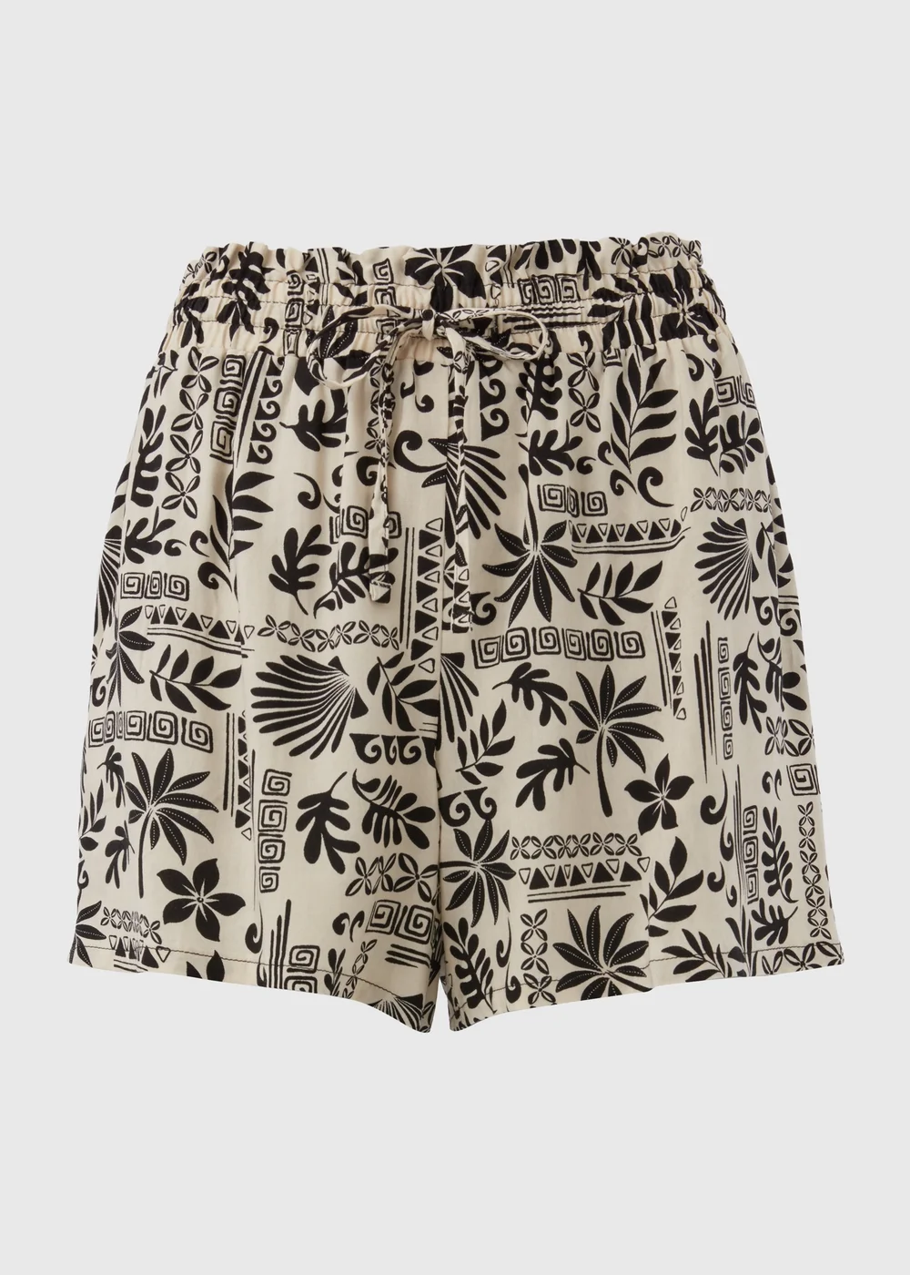 Black Mono Motif Viscose Shorts - 8 Image 5