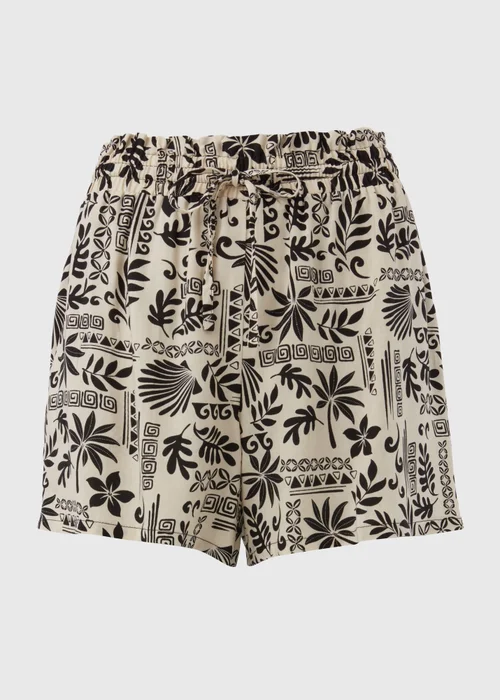Black Mono Motif Viscose Shorts - 8 Image 5
