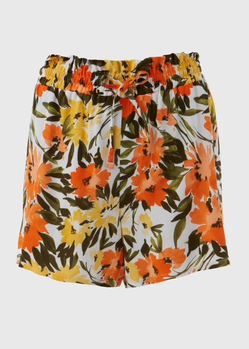 Orange & Green Floral Viscose Shorts - 8 Image 5