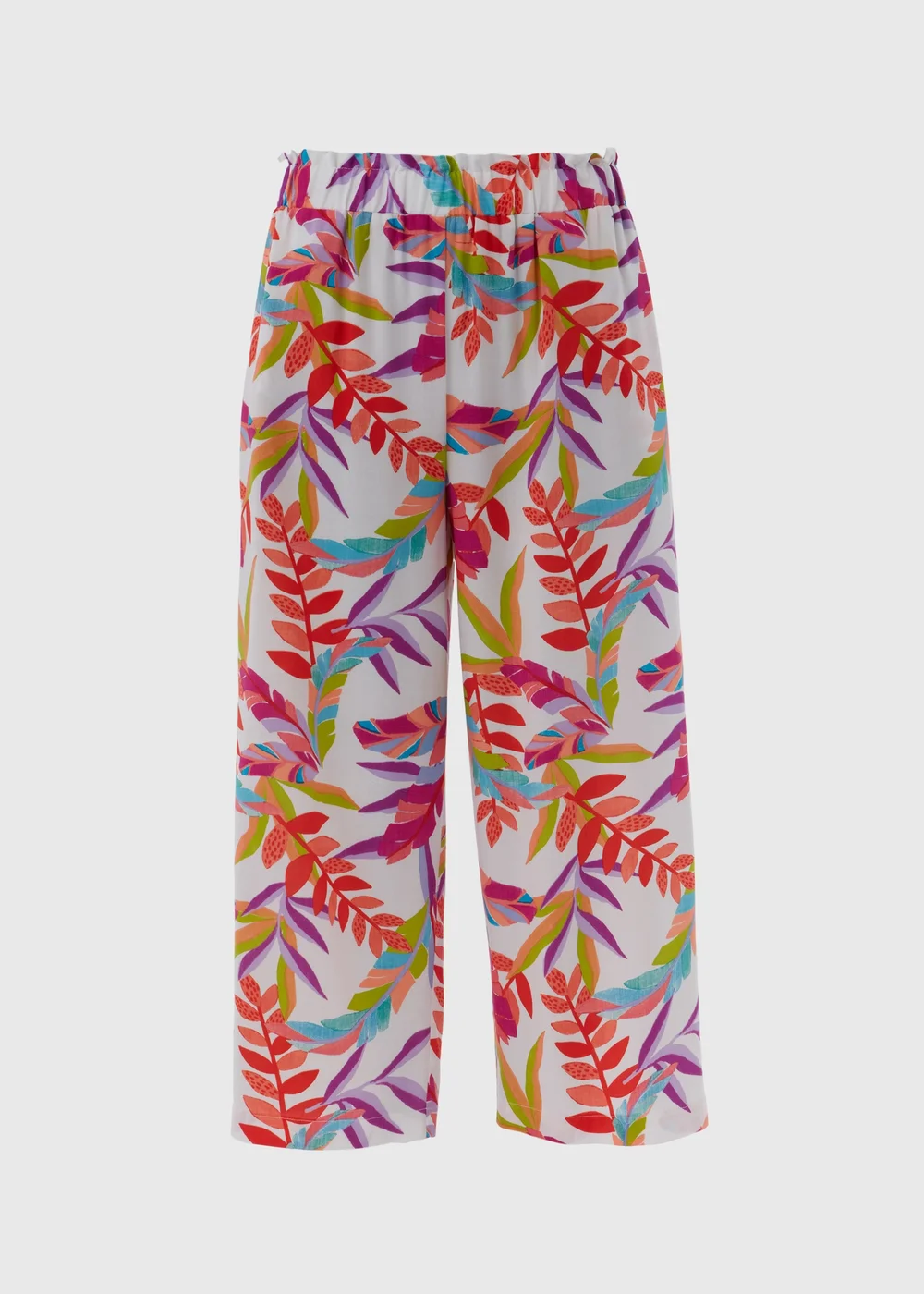 Multicolour Neon Palm Viscose Wide Leg Trousers - Size 8 Image 5
