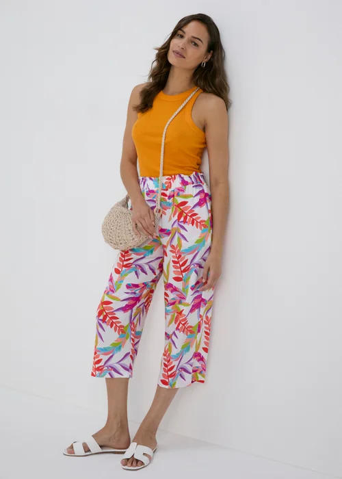Multicolour Neon Palm Viscose Wide Leg Trousers - Size 8 Image 4