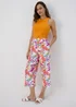 Multicolour Neon Palm Viscose Wide Leg Trousers - Size 8 Image 1