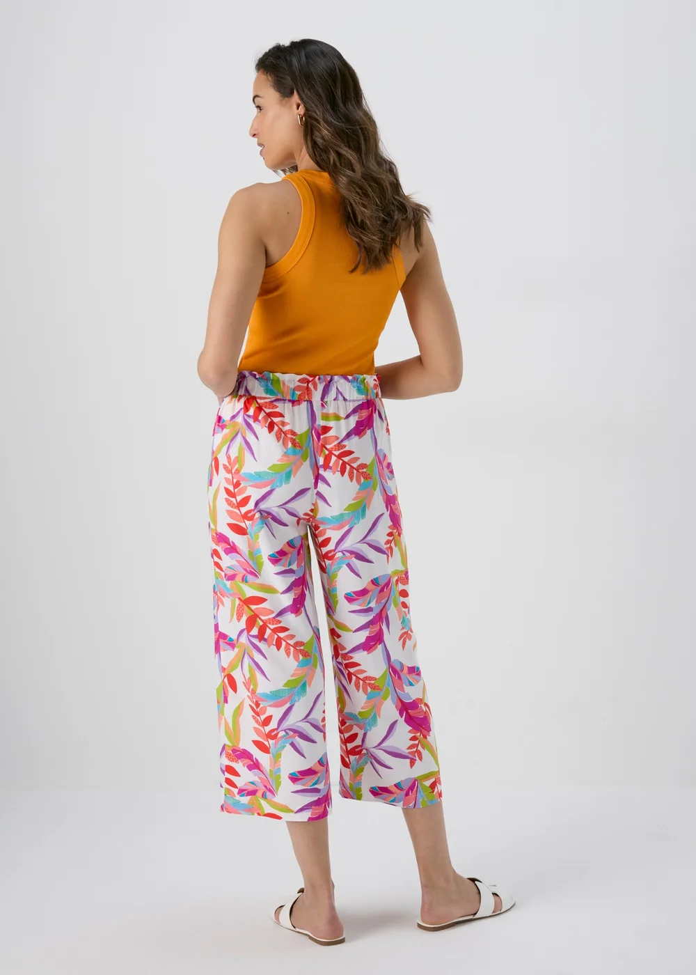 Multicolour Neon Palm Viscose Wide Leg Trousers - Size 8 Image 2