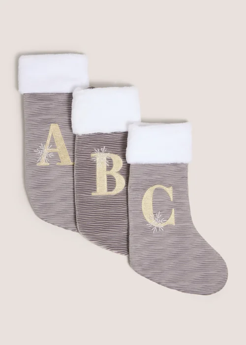 Grey Alphabet Ribbed Stocking - S Image 1