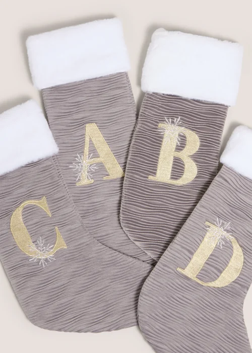 Grey Alphabet Ribbed Stocking - S Image 2