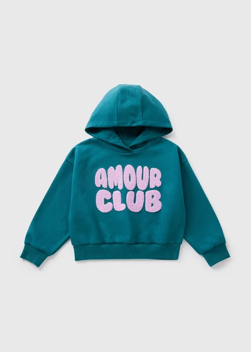 Girls Teal Amour Club Slogan Hoody (7-15yrs) - 7 Yrs Image 1