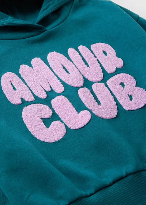 Girls Teal Amour Club Slogan Hoody (7-15yrs) - 7 Yrs Image 2