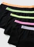 5 Pack Girls Black Neon Trim Hipsters (6-13yrs) - Age 6 - 7 Years Image 2