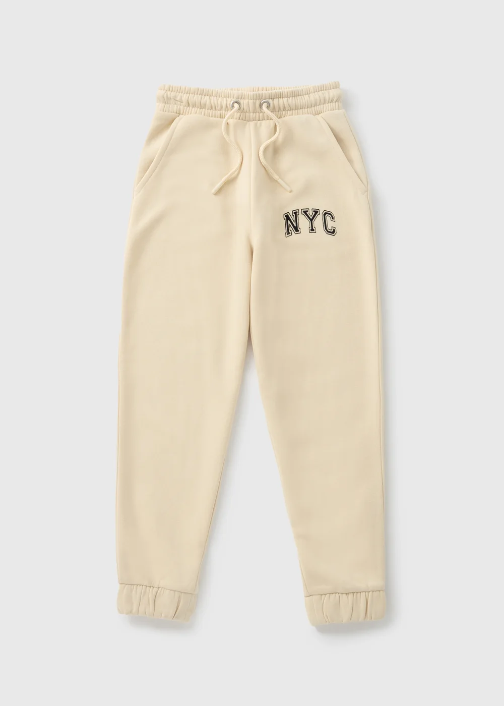 Girls Cream NYC Slogan Joggers (7-15yrs) - 8 Yrs Image 1