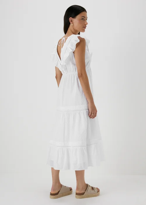 White Spot V-Neck Frill Midi Dress - 8 Image 2