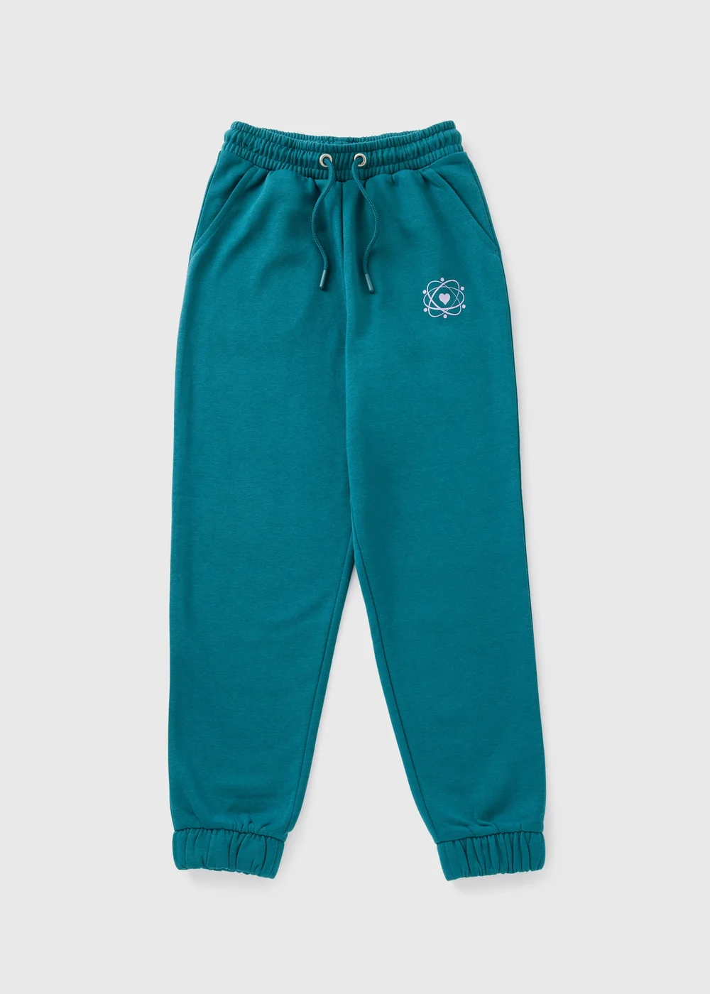 Girls Teal Heart Print Jogging Bottoms (7-15yrs) - 8 Yrs Image 1
