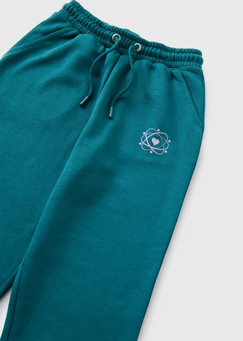 Girls Teal Heart Print Jogging Bottoms (7-15yrs) - 8 Yrs Image 2