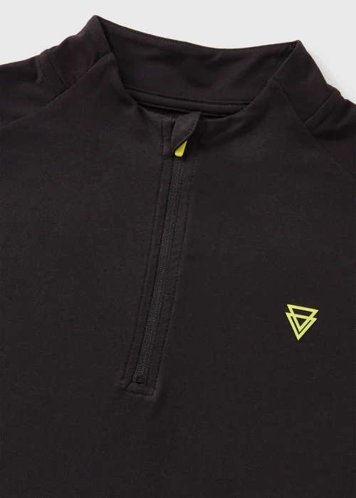 Boys Black Half Zip Sports Top (7-15yrs) - 7 Yrs Image 2