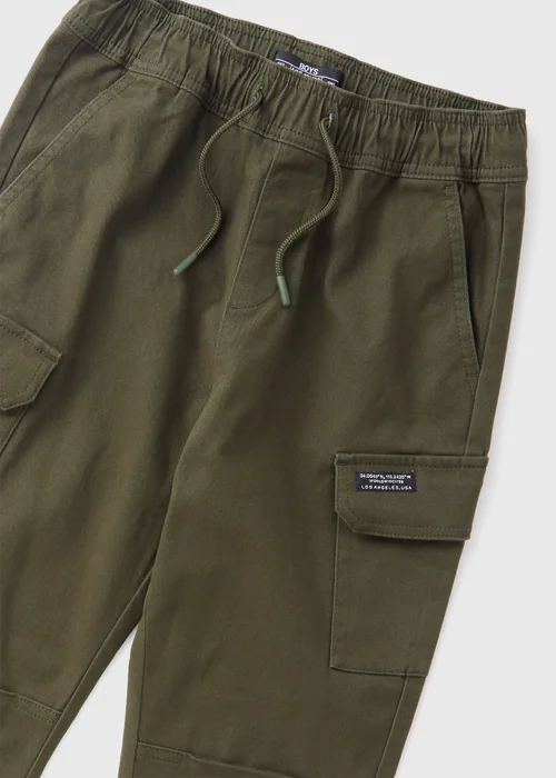 Boys Green Twill Cargo Trousers (7-15yrs) - 8 Yrs Image 2