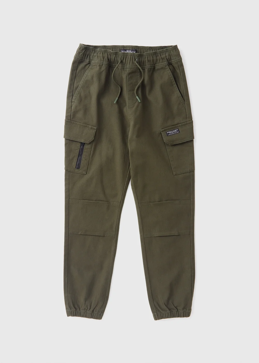 Boys Green Twill Cargo Trousers (7-15yrs) - 8 Yrs Image 1