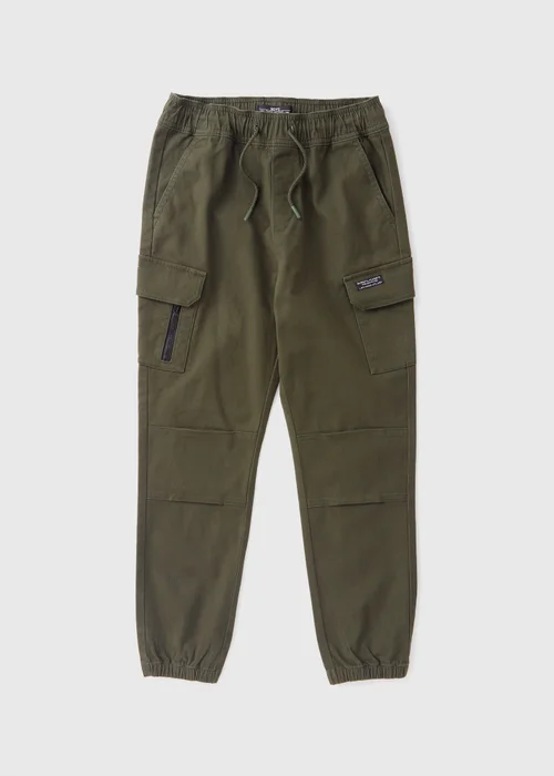 Boys Green Twill Cargo Trousers (7-15yrs) - 8 Yrs Image 1