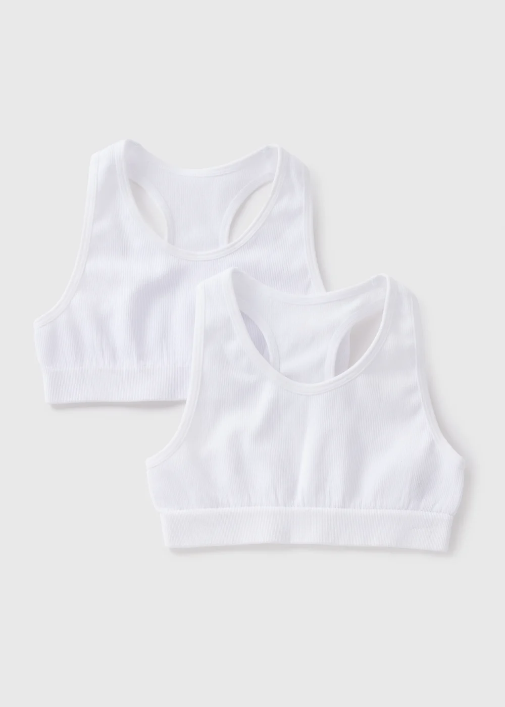 2 Pack Girls White Seamless Crop Tops (6-13yrs) - 6-7 Yrs Image 1