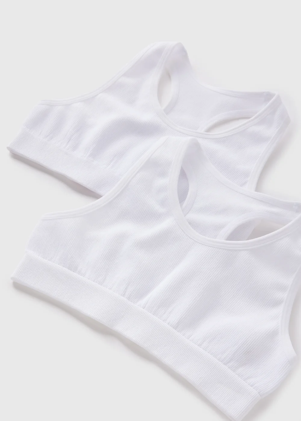 2 Pack Girls White Seamless Crop Tops (6-13yrs) - 6-7 Yrs Image 2