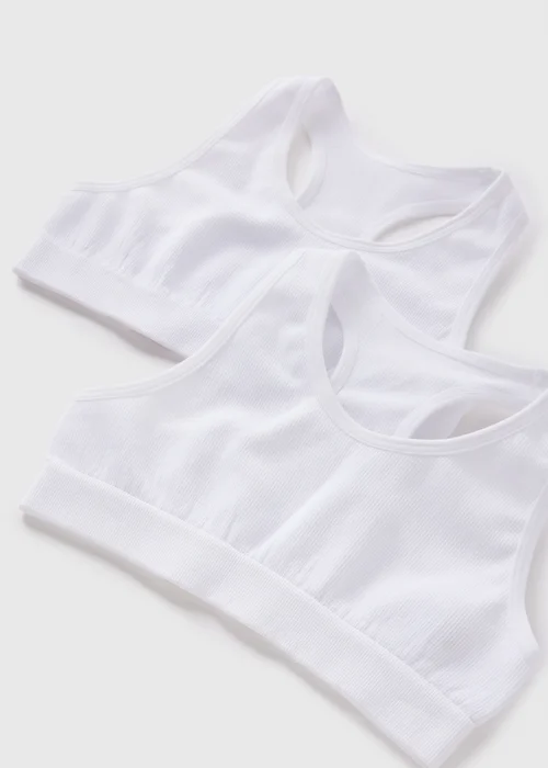 2 Pack Girls White Seamless Crop Tops (6-13yrs) - 6-7 Yrs Image 2