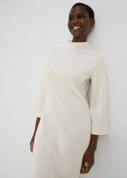 Et Vous Cream Cable Knit Midi Dress - 8 Image 3