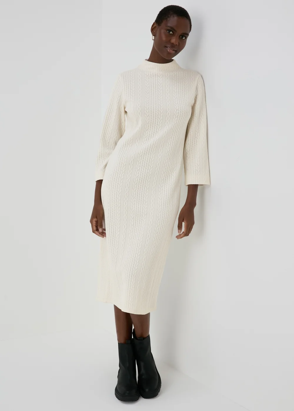 Et Vous Cream Cable Knit Midi Dress - 8 Image 1