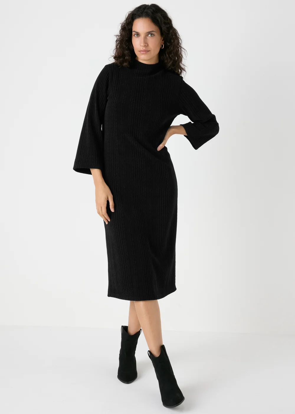 Et Vous Black Cable Knit Midi Dress - 8 Image 1