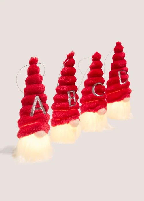 Joyful Red Alphabet Light Up Gnome Tree Decoration - S Image 2
