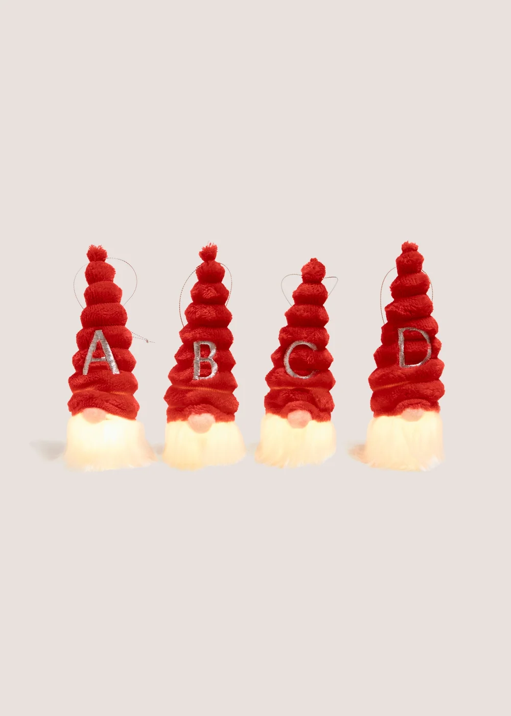 Joyful Red Alphabet Light Up Gnome Tree Decoration - S Image 1