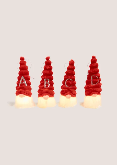 Joyful Red Alphabet Light Up Gnome Tree Decoration - S Image 1