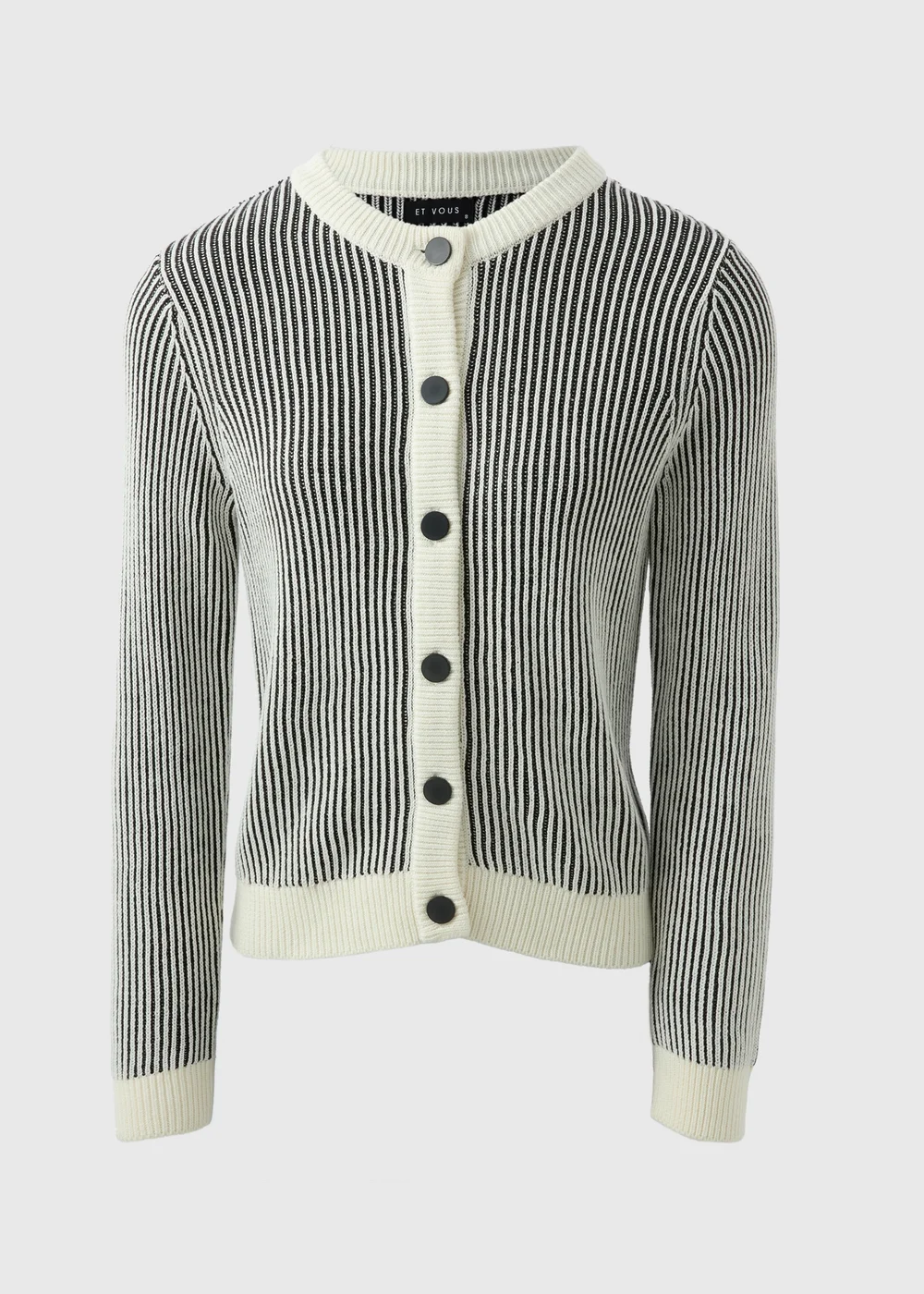 Et Vous Cream Monochrome Stripe Cardigan - 8 Image 4