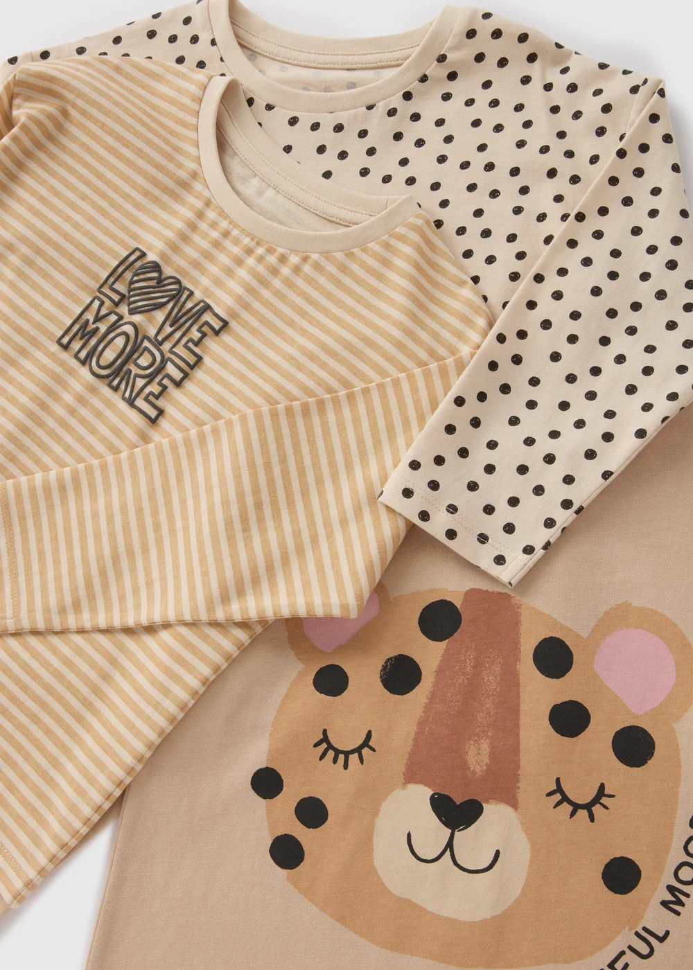 3 Pack Girls Beige Leopard T-Shirts (1-7yrs) - 1 to 1 half years Image 2