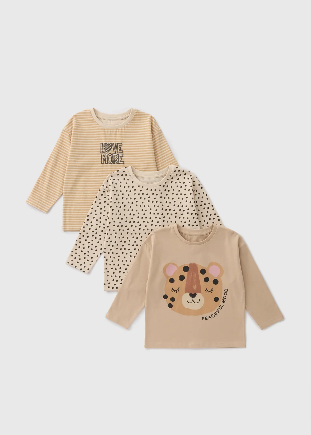 3 Pack Girls Beige Leopard T-Shirts (1-7yrs) - 1 to 1 half years Image 1