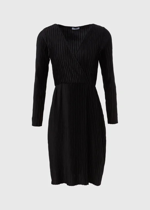 Black Plisse Wrap Dress - Size 8 Image 5