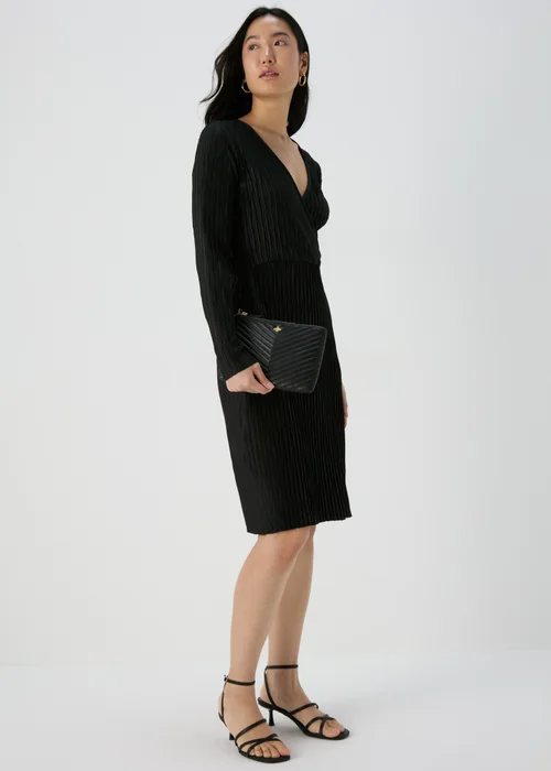 Black Plisse Wrap Dress - Size 8 Image 1