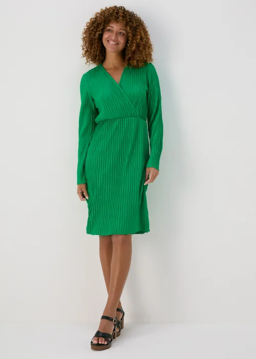 Green Plisse Wrap Dress - 8 Image 4