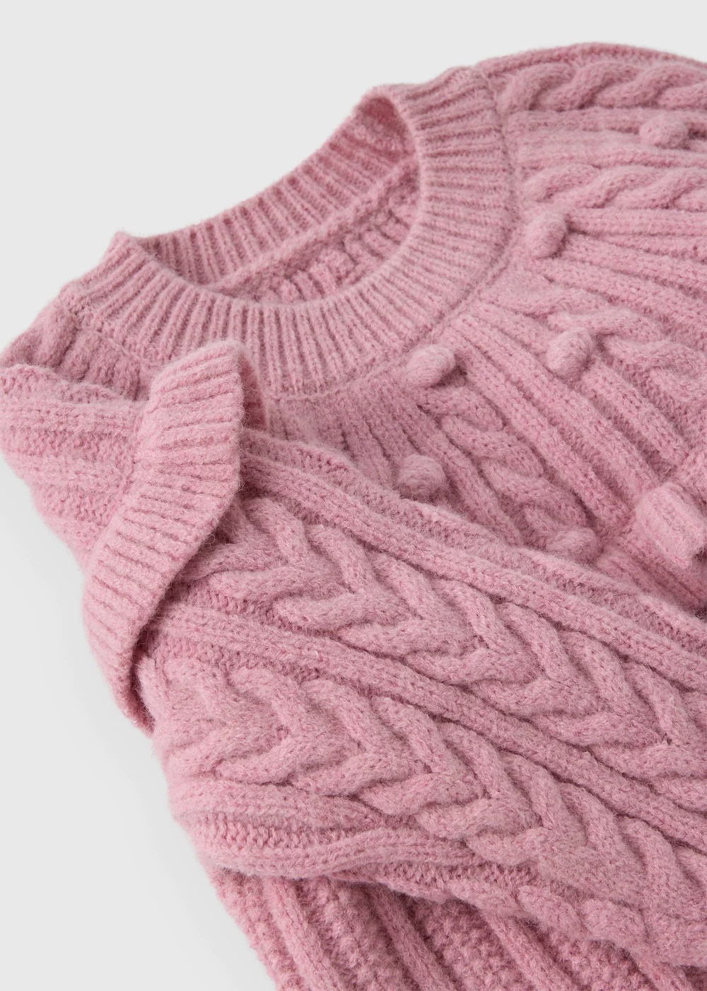 Girls Pink Cable Knit Frill Jumper (1-7yrs) - 1-1.5 Yrs Image 2