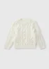 Girls Cream Flower Cable Knit Jumper (1-7yrs) - 1 to 1 half years Image 1