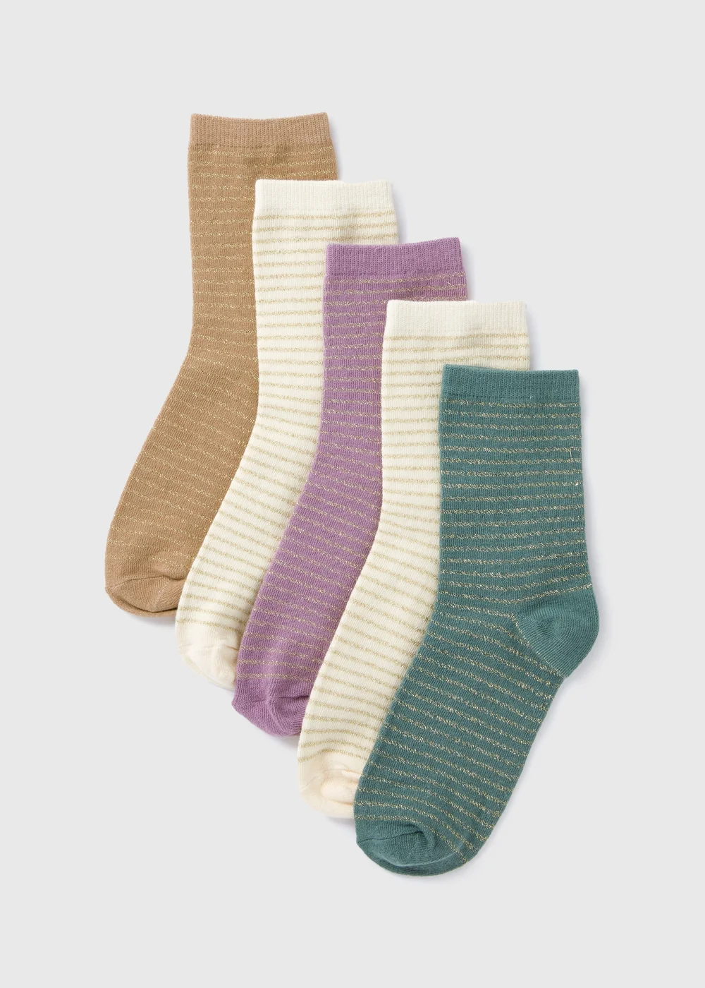 5 Pack Stripe Crew Socks - One Size Image 1