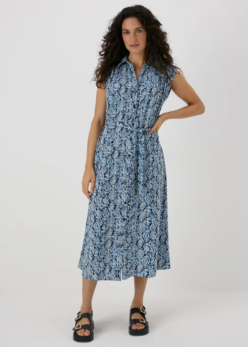 Blue Snake Print Midi Dress - 8 Image 1
