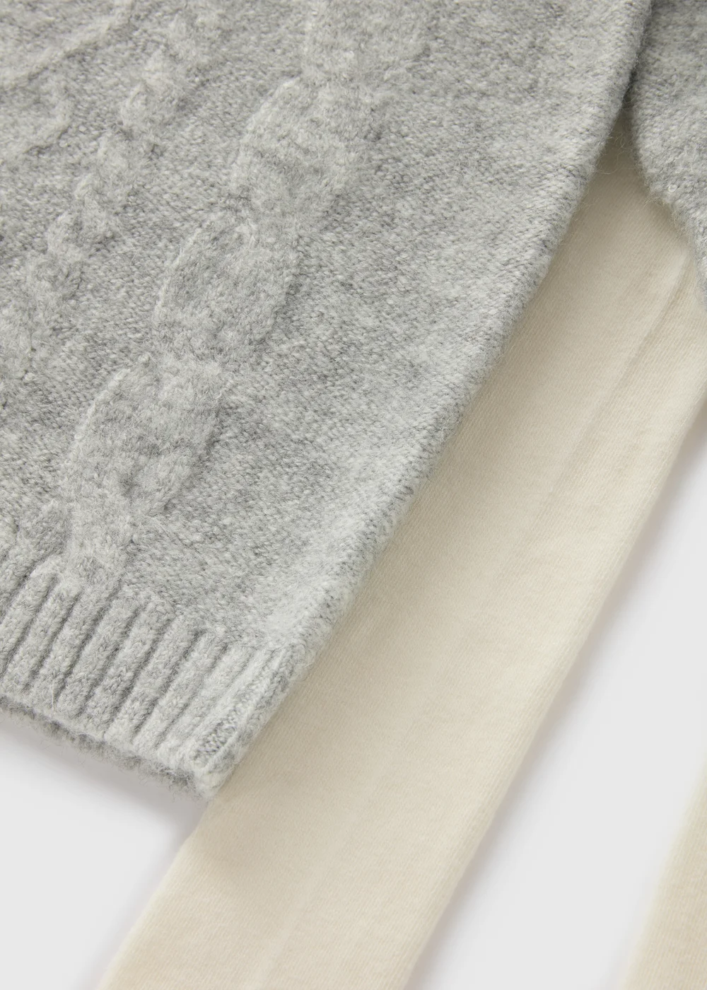 Girls Grey Cable Knit Dress & Tights Set (1-7yrs) - 1 half year to 2 Image 2
