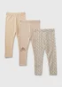 3 Pack Girls Beige Leopard Leggings (1-7yrs) - 1 to 1 half years Image 1
