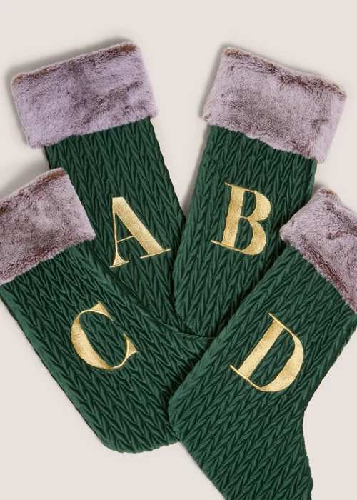 Winter Poem Green Alphabet Stocking - S Image 2