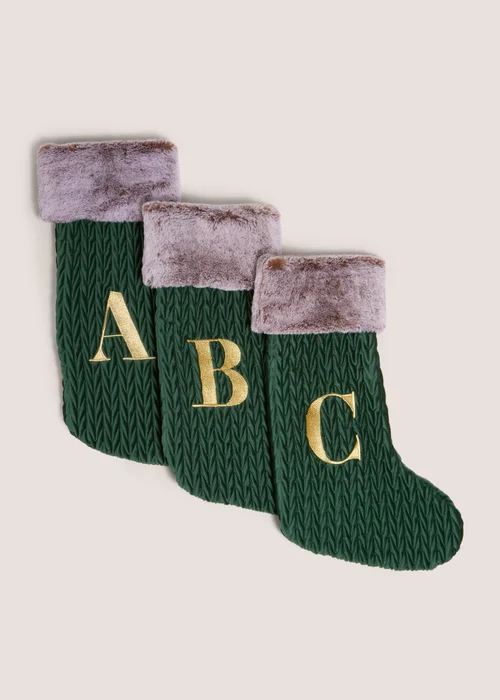 Winter Poem Green Alphabet Stocking - S Image 1