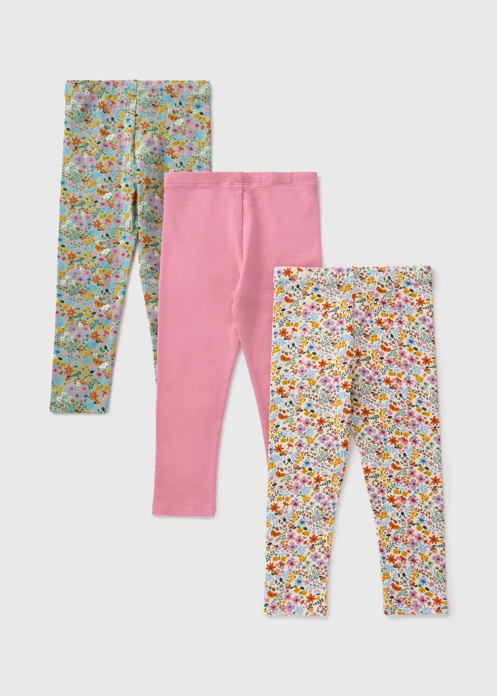 3 Pack Girls Multicolour Floral Leggings (1-7yrs) - 1 half year to 2 Image 1