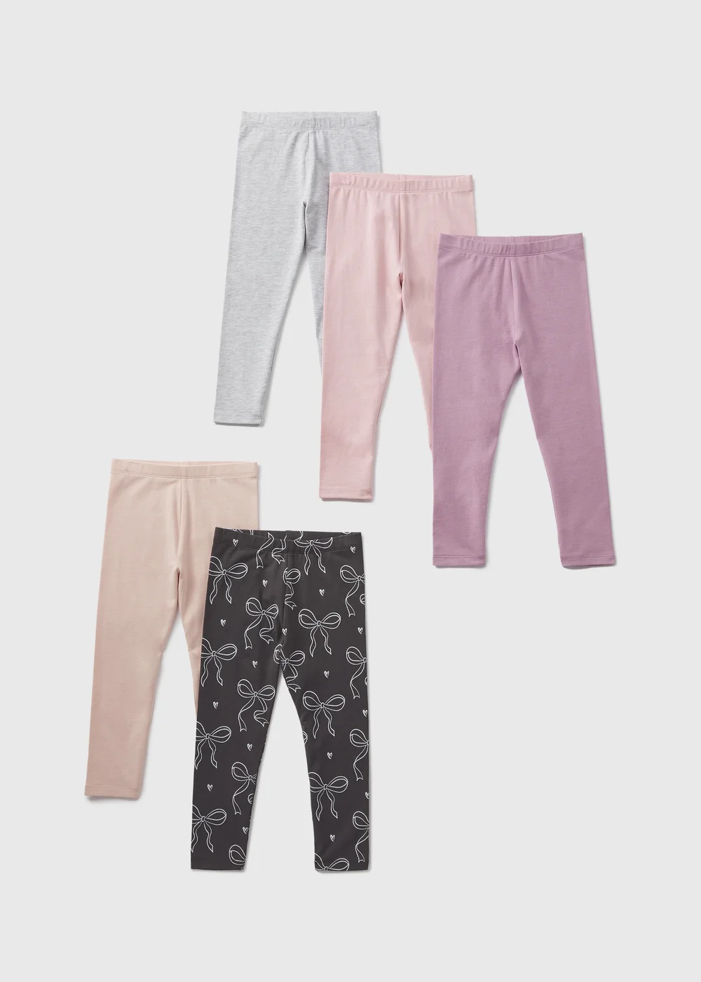 5 Pack Girls Pink Bow Leggings (1-7yrs) - 1 half year to 2 Image 1