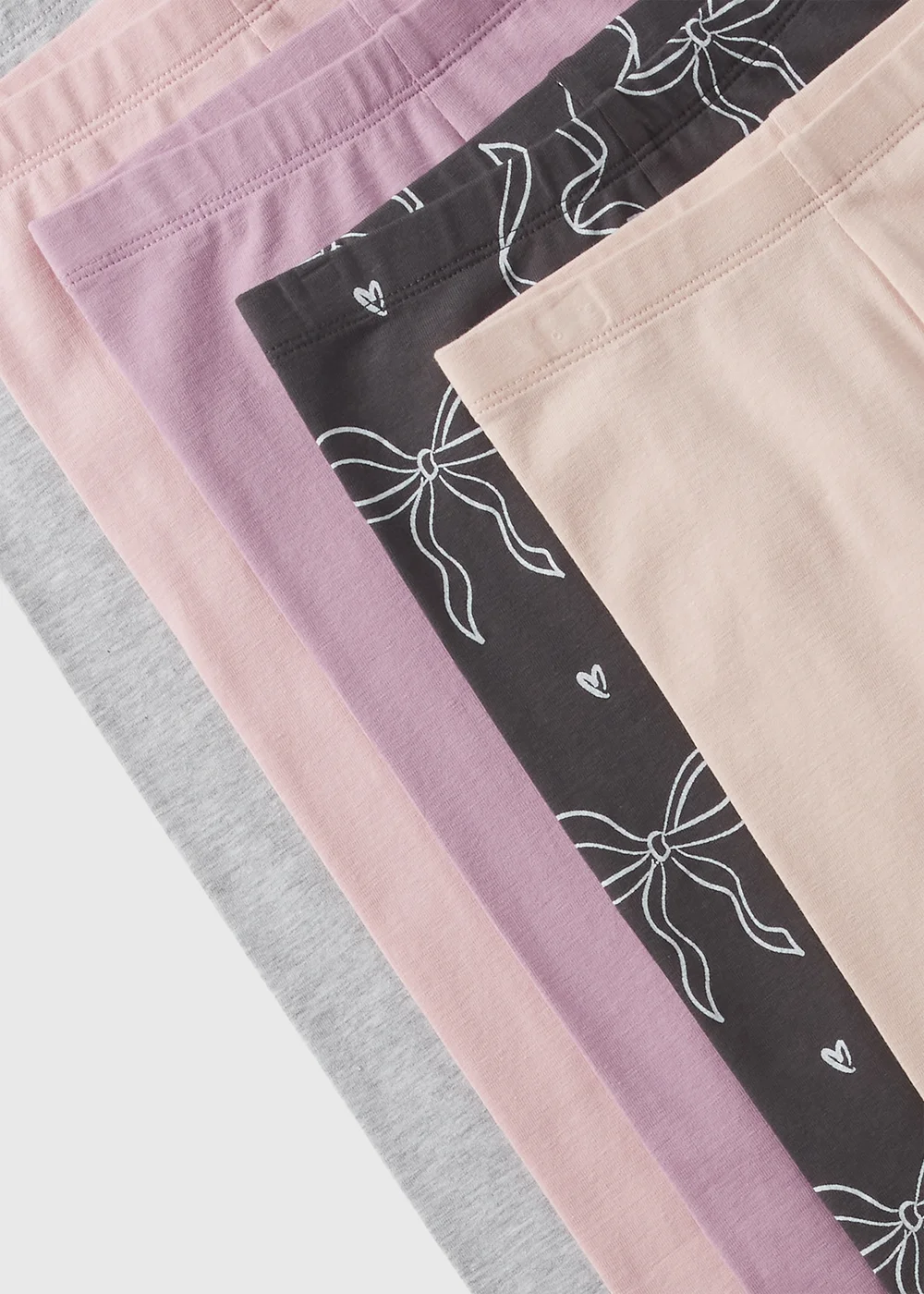 5 Pack Girls Pink Bow Leggings (1-7yrs) - 1 half year to 2 Image 2