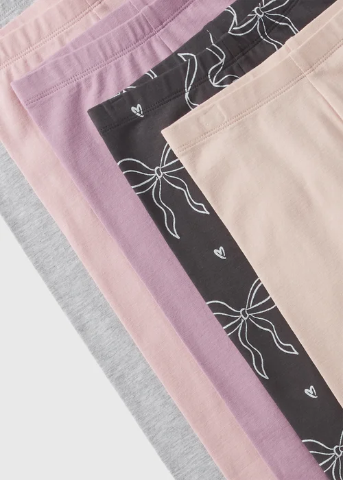5 Pack Girls Pink Bow Leggings (1-7yrs) - 1 half year to 2 Image 2